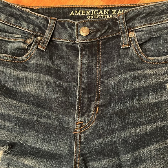 EUC American Eagle outfitters distressed, dark wash jeans - Picture 2 of 16